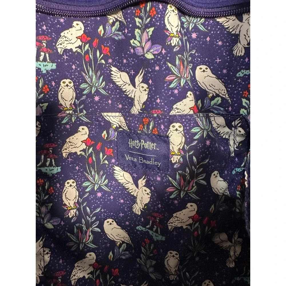 Vera Bradley Harry Potter Hedwig Purple Quilted Velvet Tote Bag Celestial Owl - Picture 11 of 12